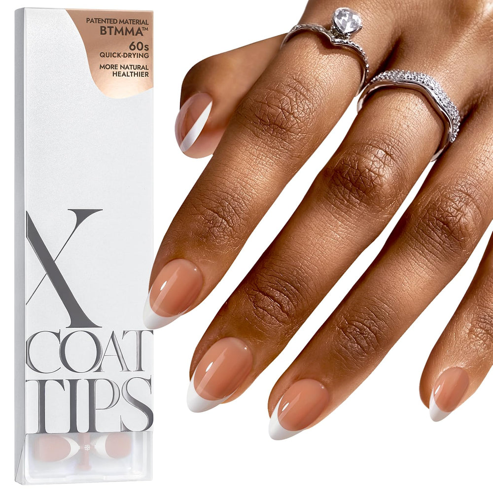 BTArtboxnails French tip press-on nails in brown short almond for quick salon-style manicure
