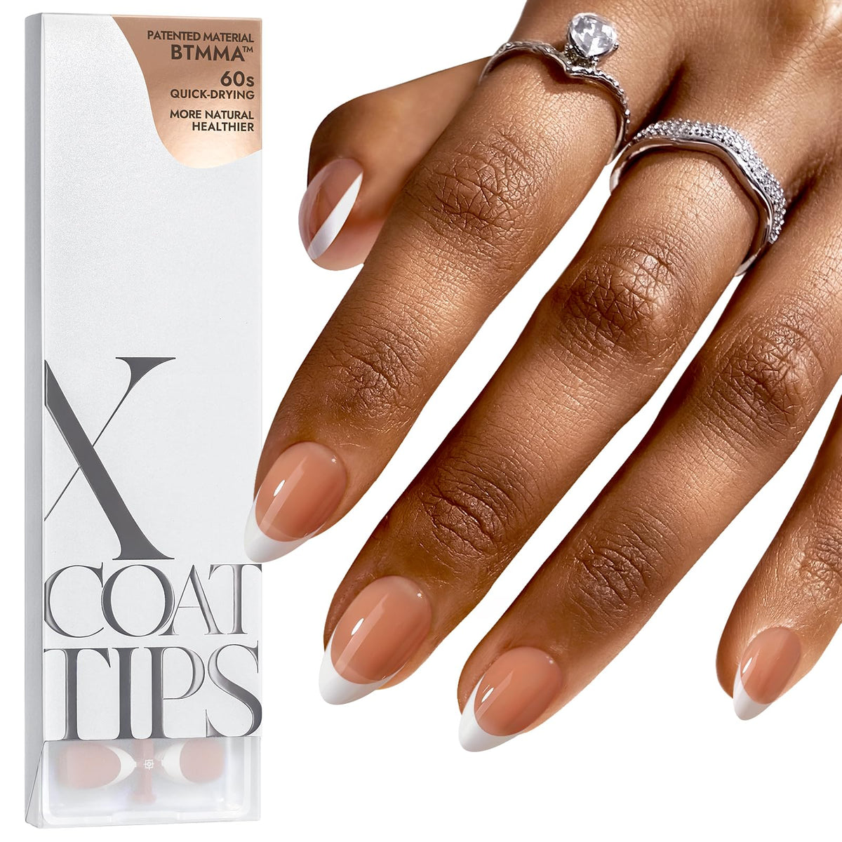 BTArtboxnails French tip press-on nails in brown short almond for quick salon-style manicure