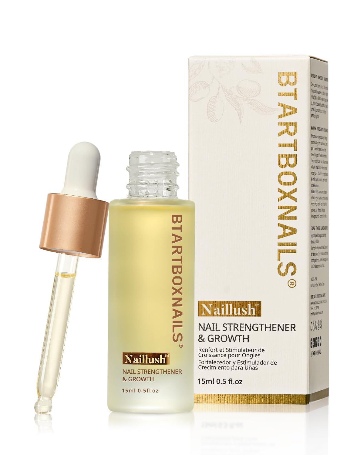 BTARTBOXNAILS Naillush bottle closeup showing a strengthening nail treatment.
