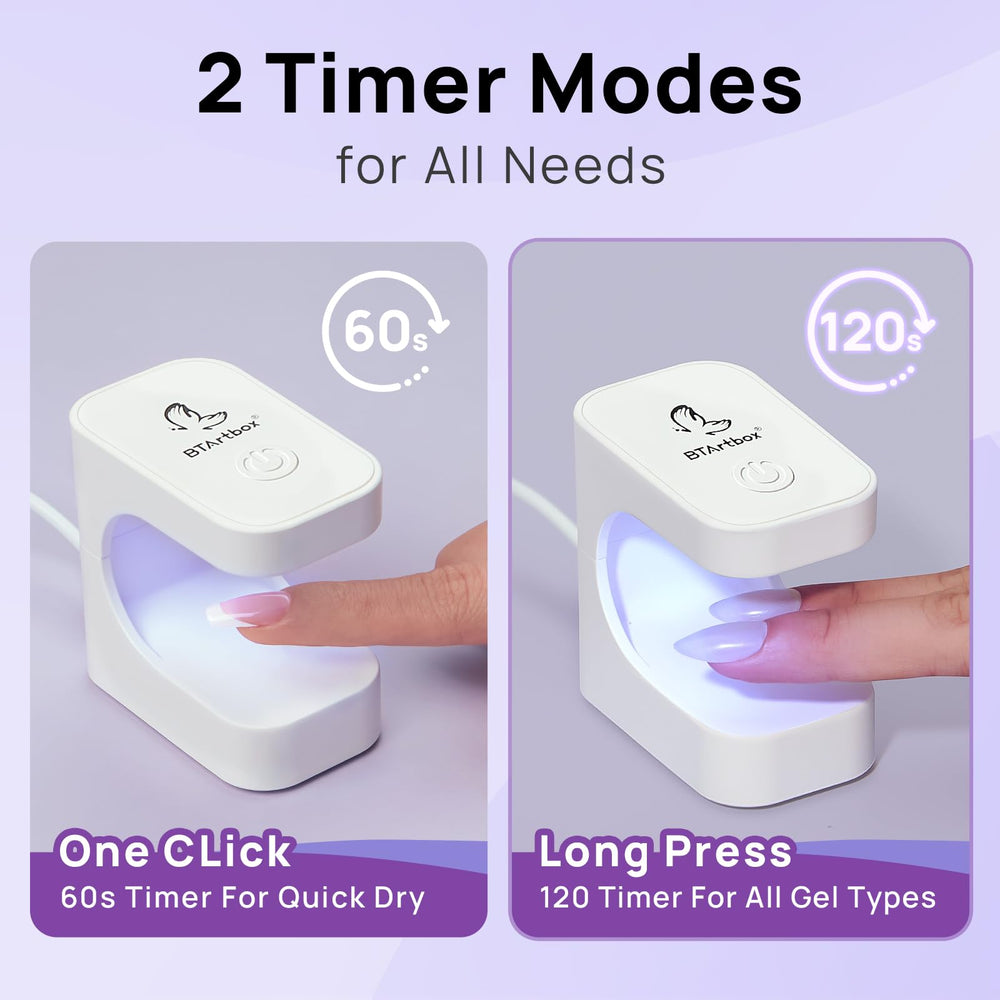 BTArtboxnails kit includes builder gel, top coat, and portable lamp for convenience.