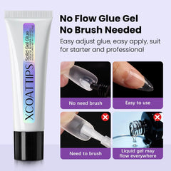 BTARTBOXNAILS solid glue gel cures in 45–60 seconds for firm tip bonding.