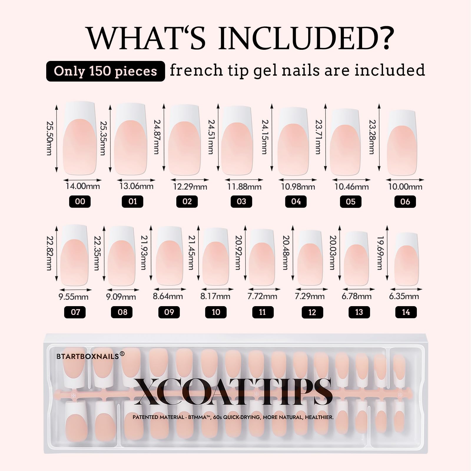 BTArtboxNails tapered design neutral look nails for natural appearance.