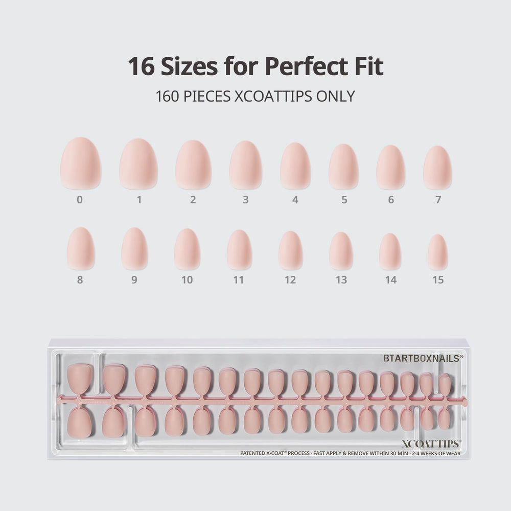 BTArtboxnails XCOATTIPS Bare pre-shaped trimmed nails require minimal filing.
