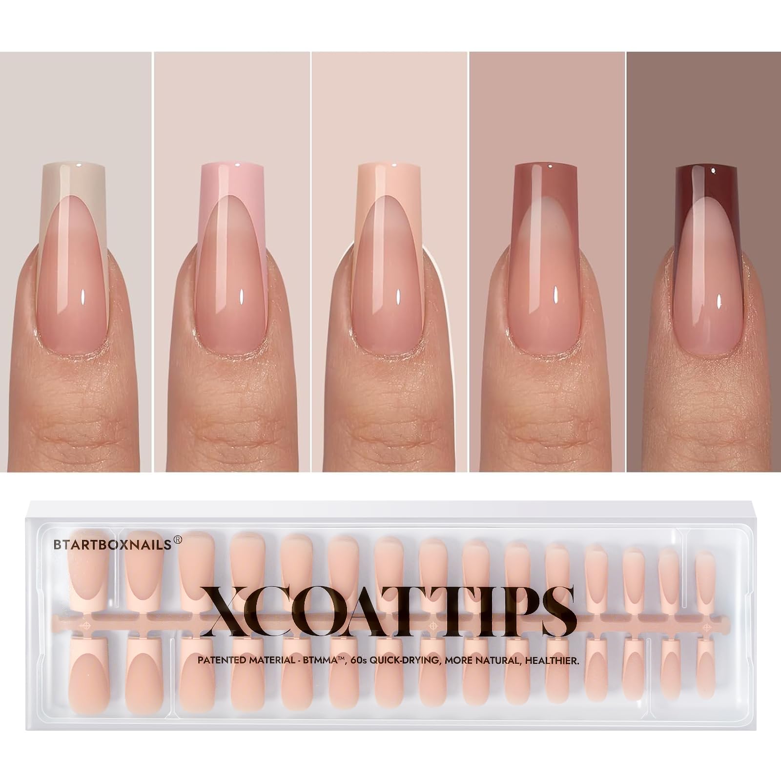 BTArtboxnails XCOATTIPS French Tip nails long square for a natural, elegant look