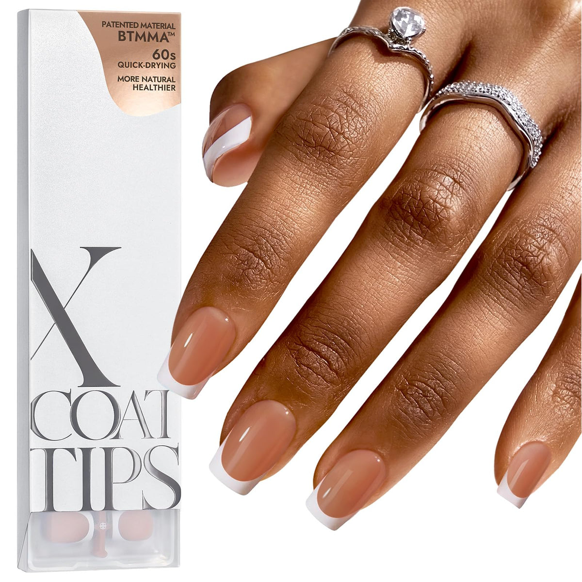 BTArtboxnails XCOATTIPS 160pcs French tip nails for easy DIY nail art.