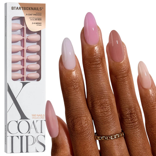BTArtboxNails XCOATTIPS bare nude set shows five shades for versatile looks