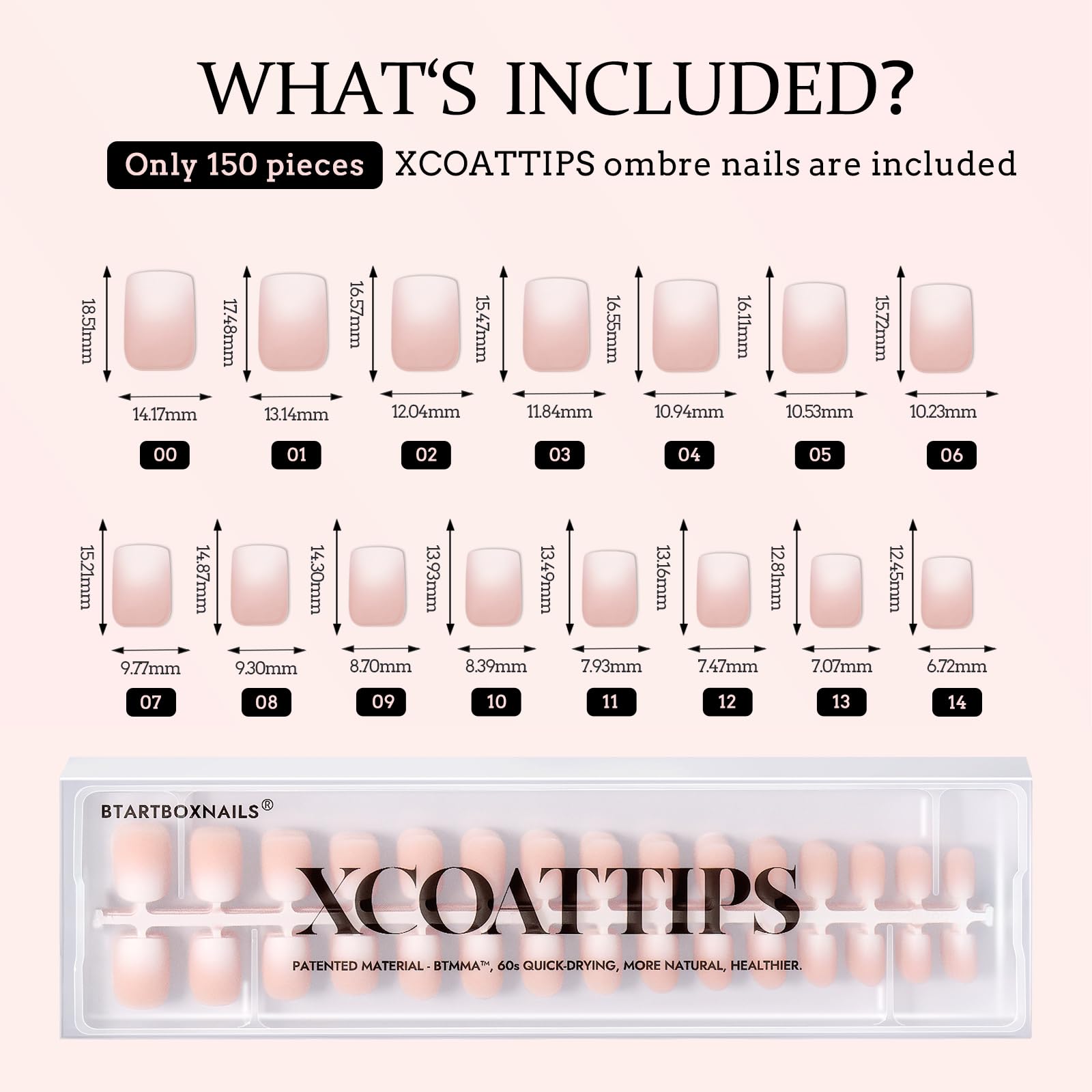 BTArtboxnails XCOATTIPS comfortable fit for flat and curved nails with no stinging.
