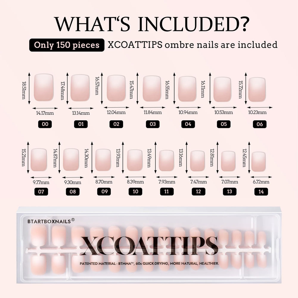 BTArtboxnails XCOATTIPS comfortable fit for flat and curved nails with no stinging.