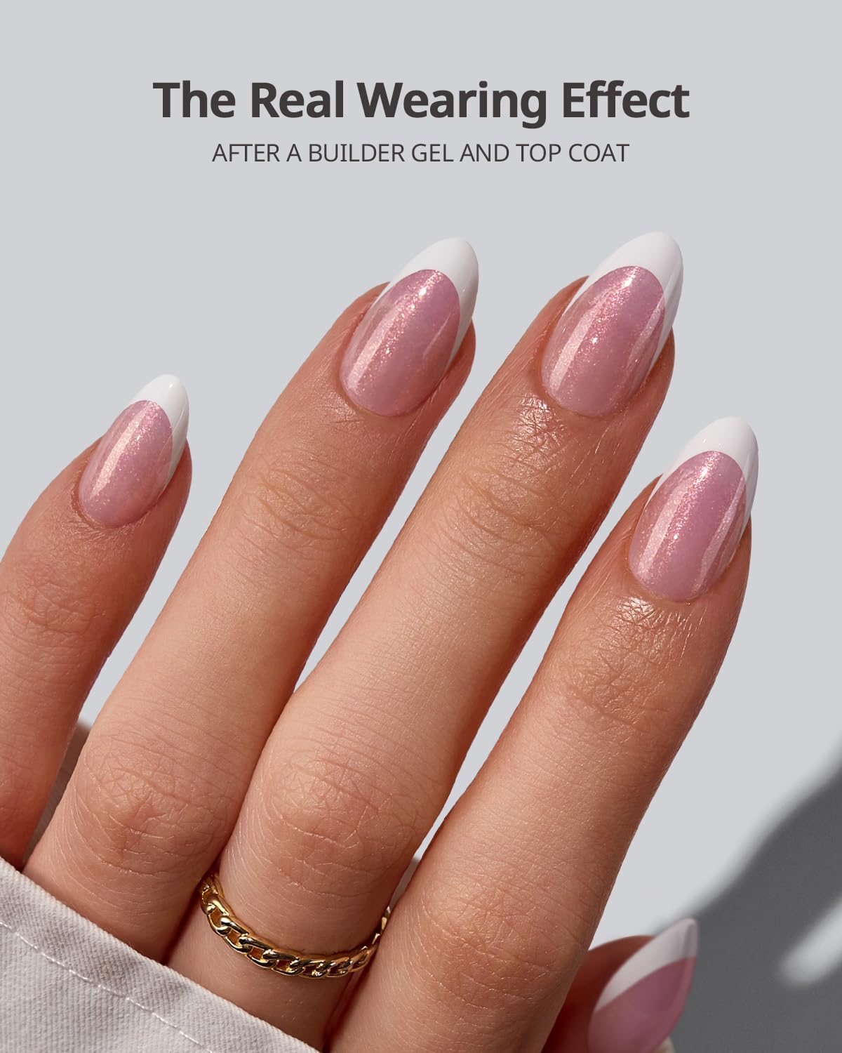 BTArtboxNails XCOATTIPS pink glitter base tips in a short almond shape for quick color enhancement