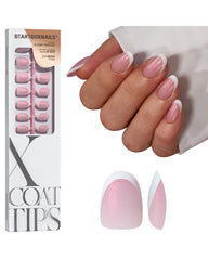 BTArtboxNails XCOATTIPS pink glitter French tip for home salon quality