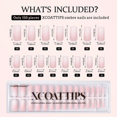 BTArtboxnails XCOATTIPS includes 150 ombre nails for quick at home gradient designs.