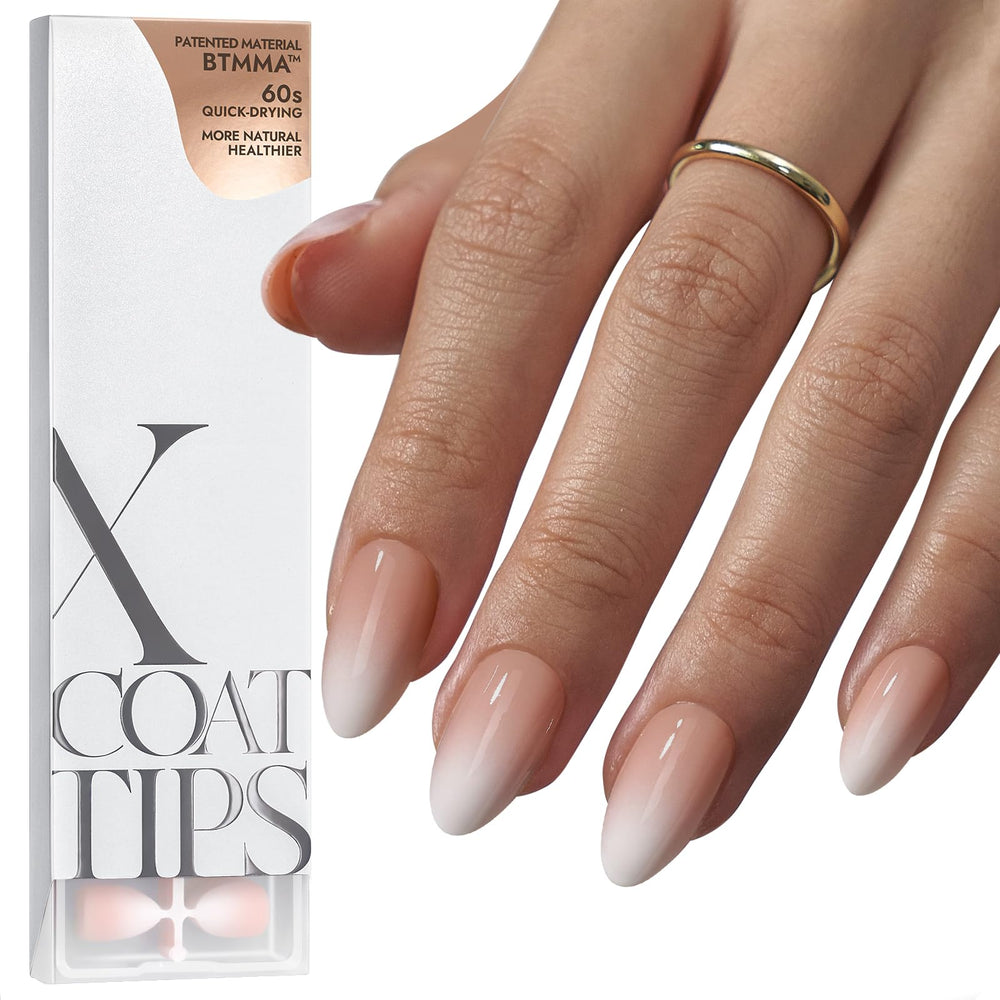 BTArtboxnails XCOATTIPS ombre short almond nails for at-home manicure with natural gel finish.