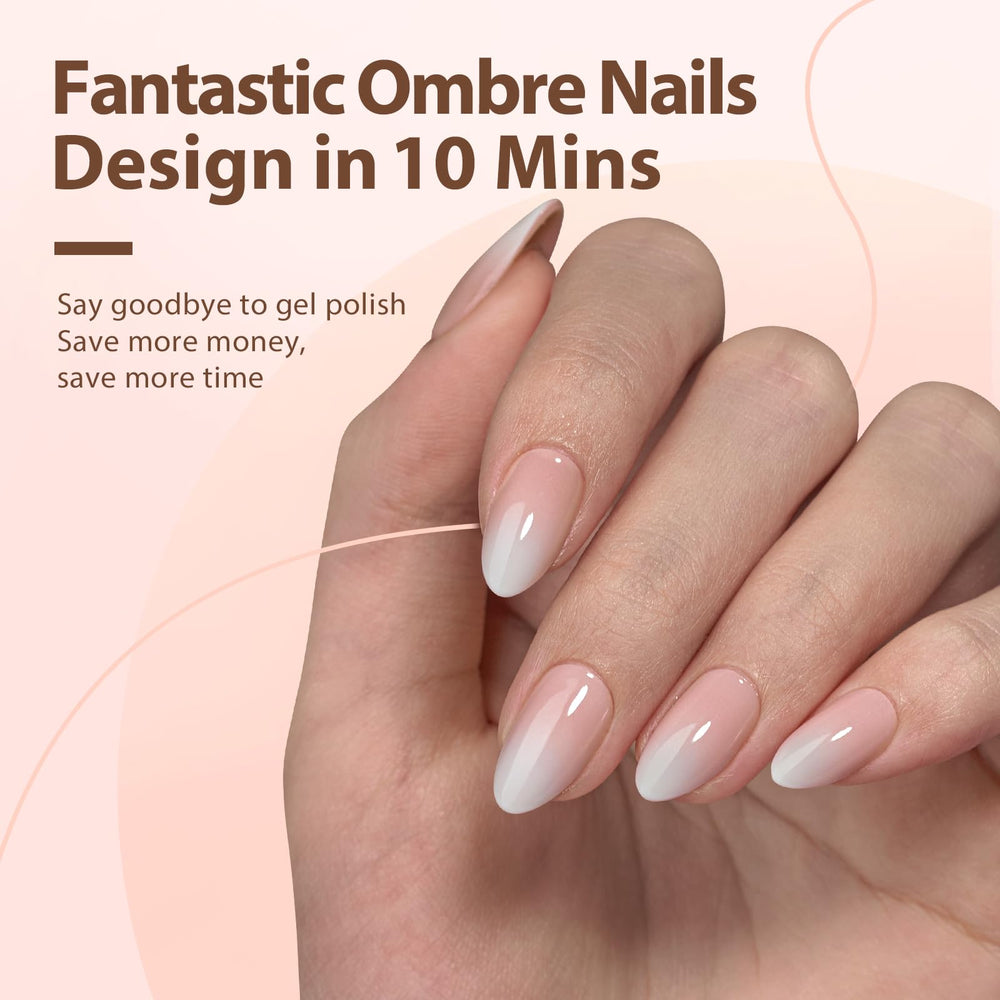 BTArtboxnails XCOATTIPS ombre nails short almond shape for salon-like results at home.