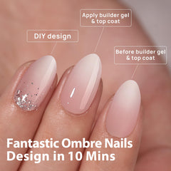 BTArtboxnails XCOATTIPS nude peach ombre nails for everyday wear and versatility.