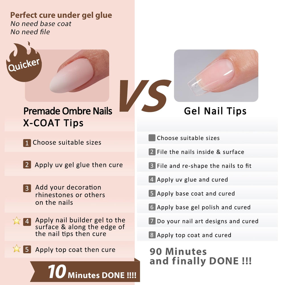 BTArtboxnails XCOATTIPS comfortable short almond nails with no stinging during wear.