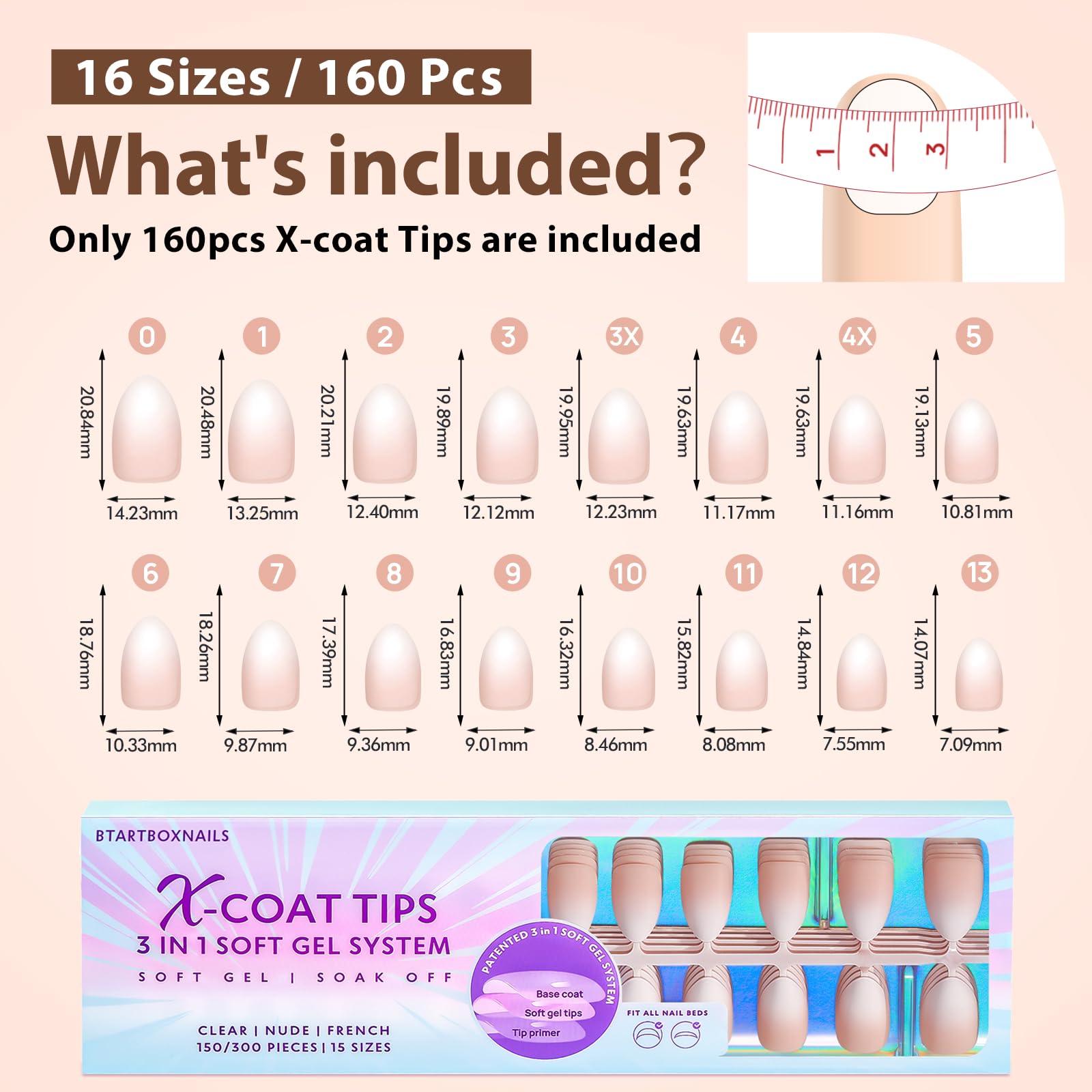 BTArtboxnails XCOATTIPS ombre nails for easy removal and quick updates.