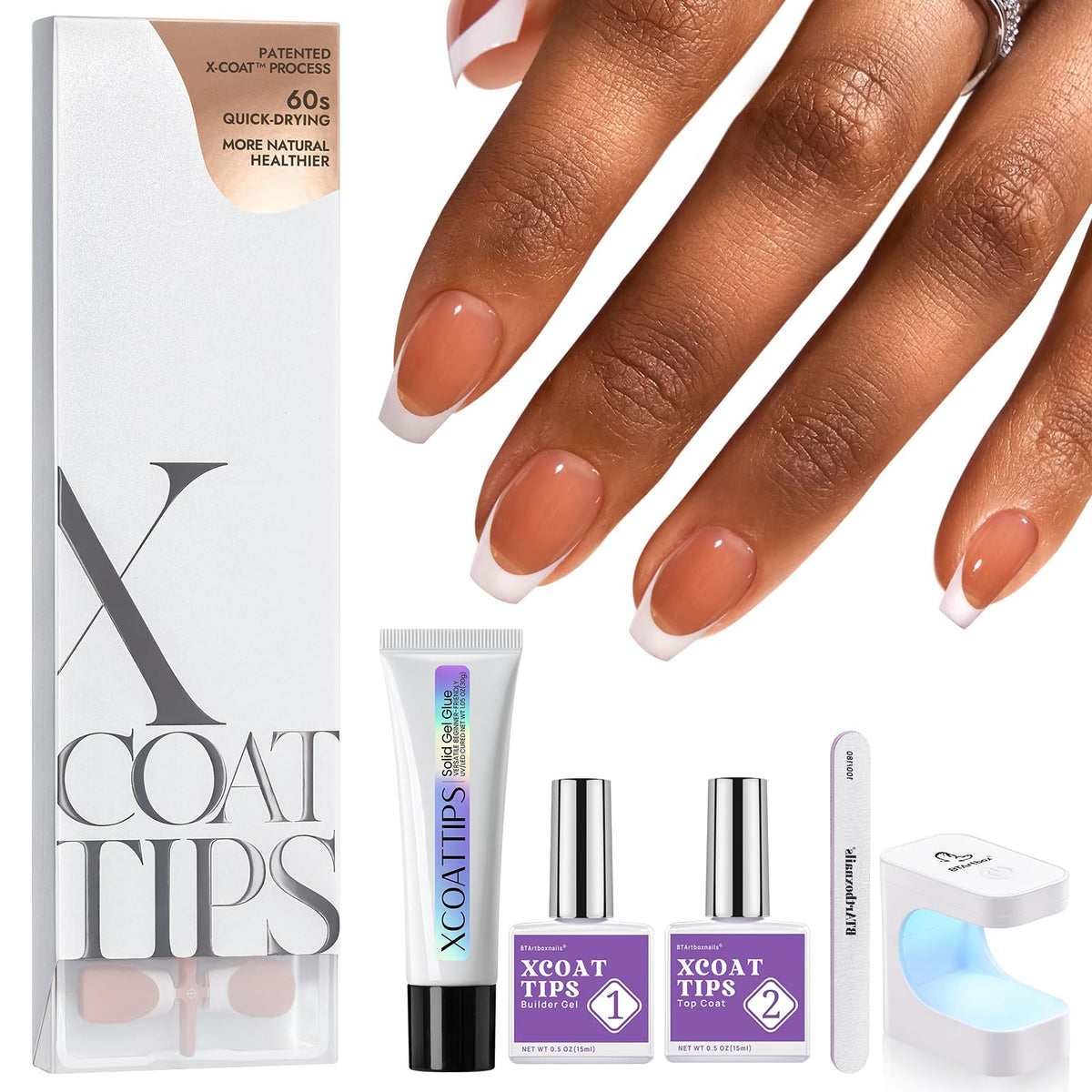 BTArtboxnails XCOATTIPS short coffin French press-on nails for a flawless at-home manicure