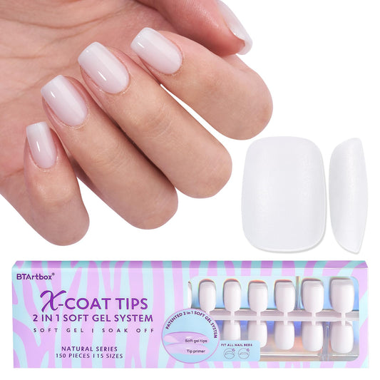 BTArtboxnails XS milky-white tips pack for natural-looking gel extensions.