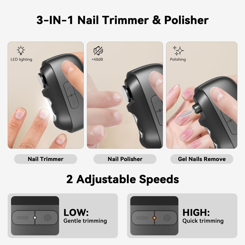 BTWOGO with LED light on for precise visibility during nail care