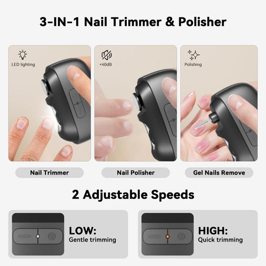 BTWOGO with LED light on for precise visibility during nail care