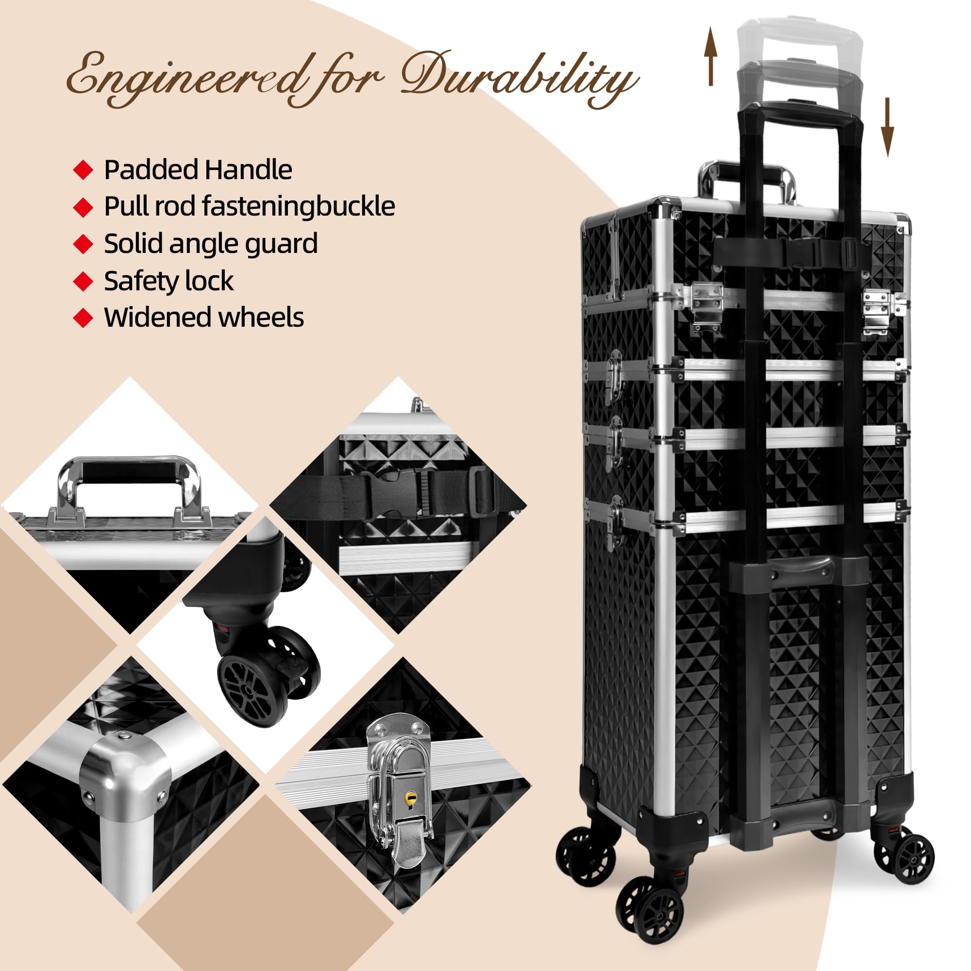 Buanson case features 8 lockable clamps and two keys for security.