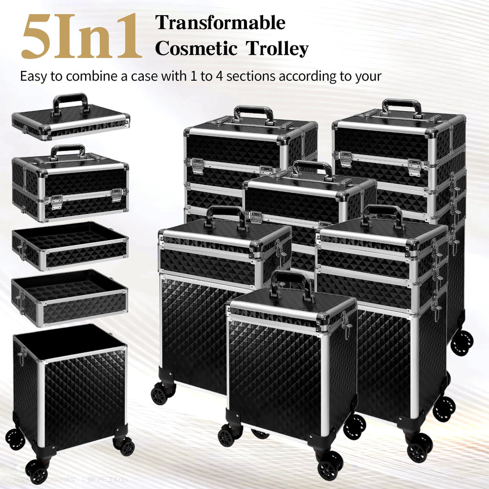 Buanson rolling train case demonstrates sturdy construction with reinforced edges for durability.