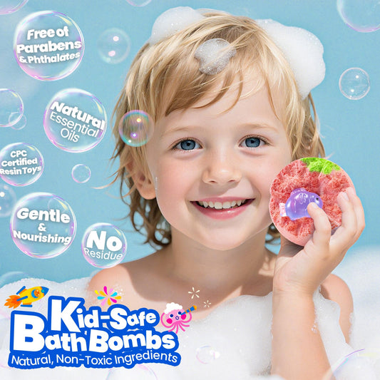 BubbleTail 32-pack bath bombs deliver long-lasting fizz and color.