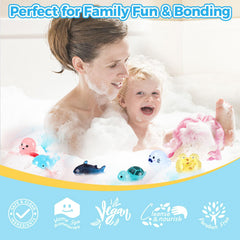 Kids enjoy BubFroo bath bombs with natural ingredients during bath time.