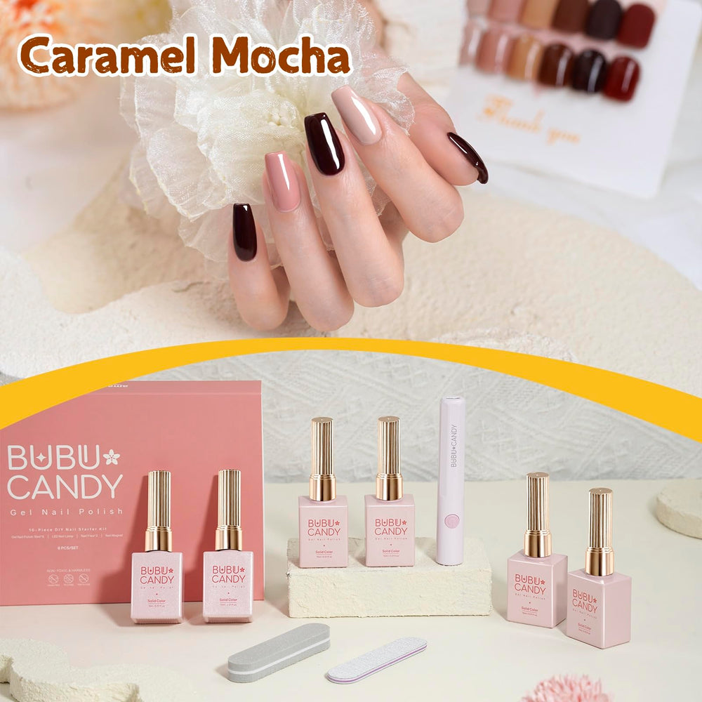BUBU CANDY Brown Nude gel polish for versatile daily wear with smooth coverage.