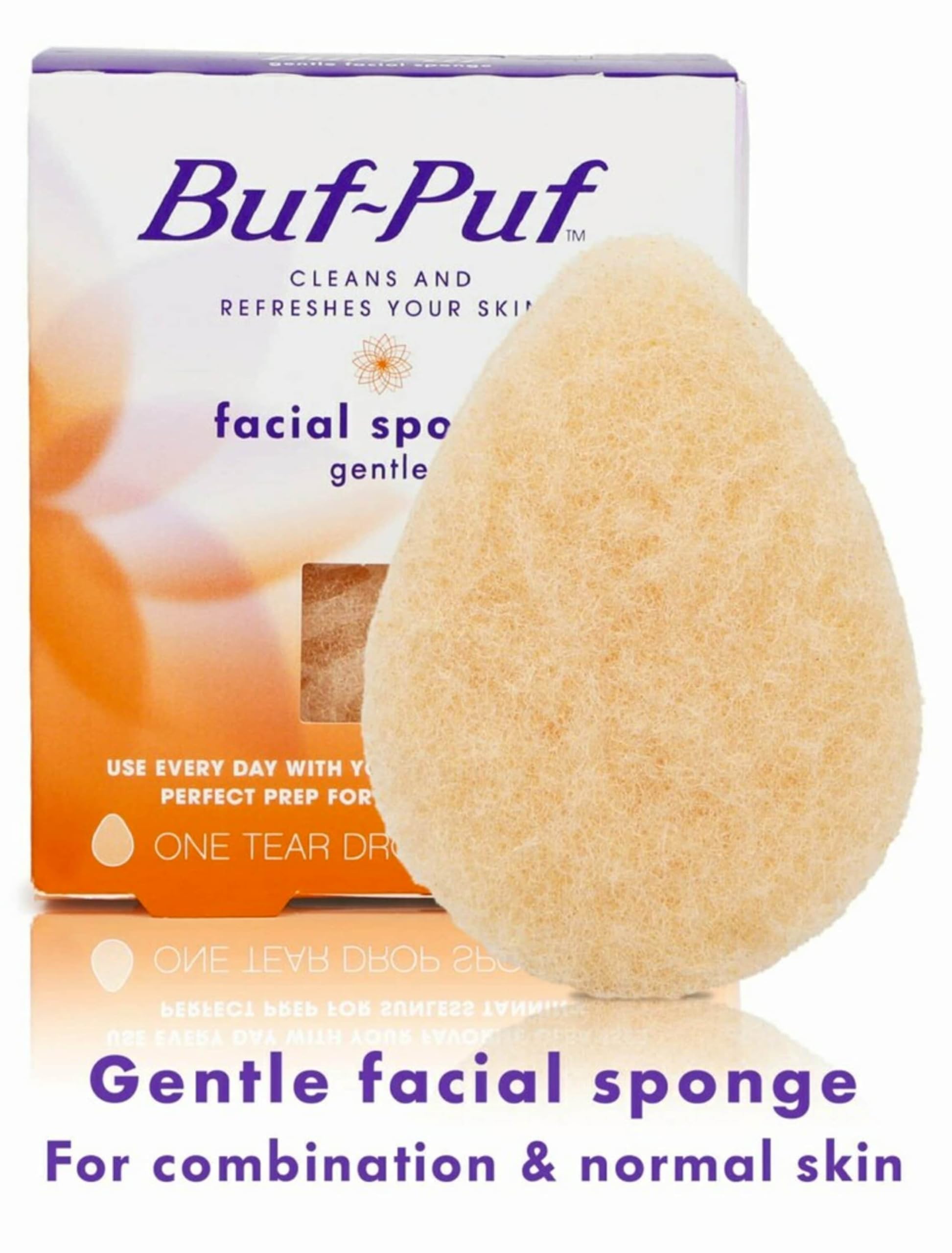 Buf-Puf sponge close-up showing texture for exfoliation and impurity removal