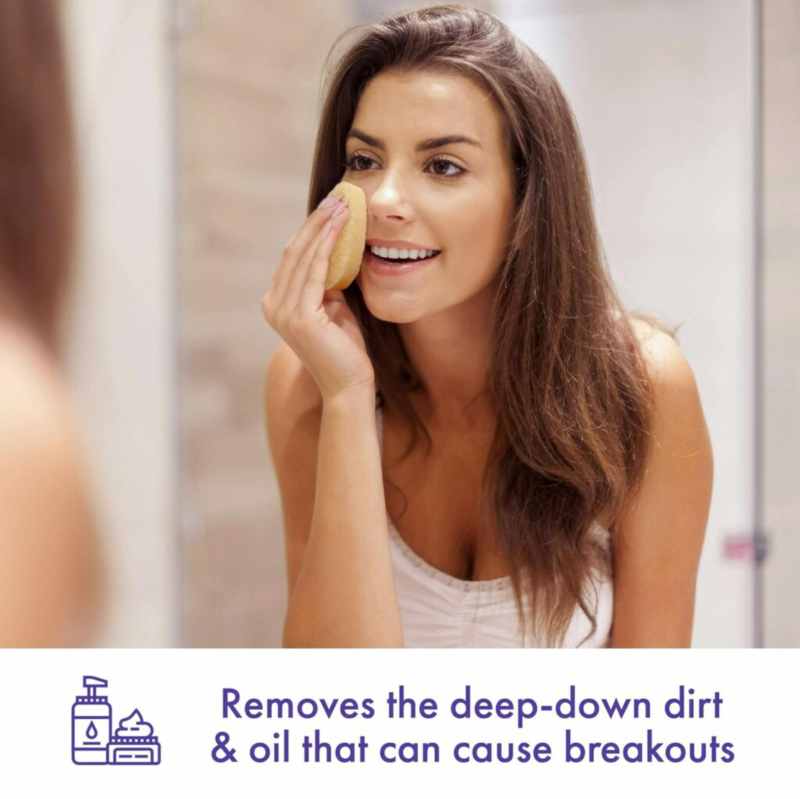 Buf-Puf Gentle face sponge beside a clean countertop for daily skincare routine