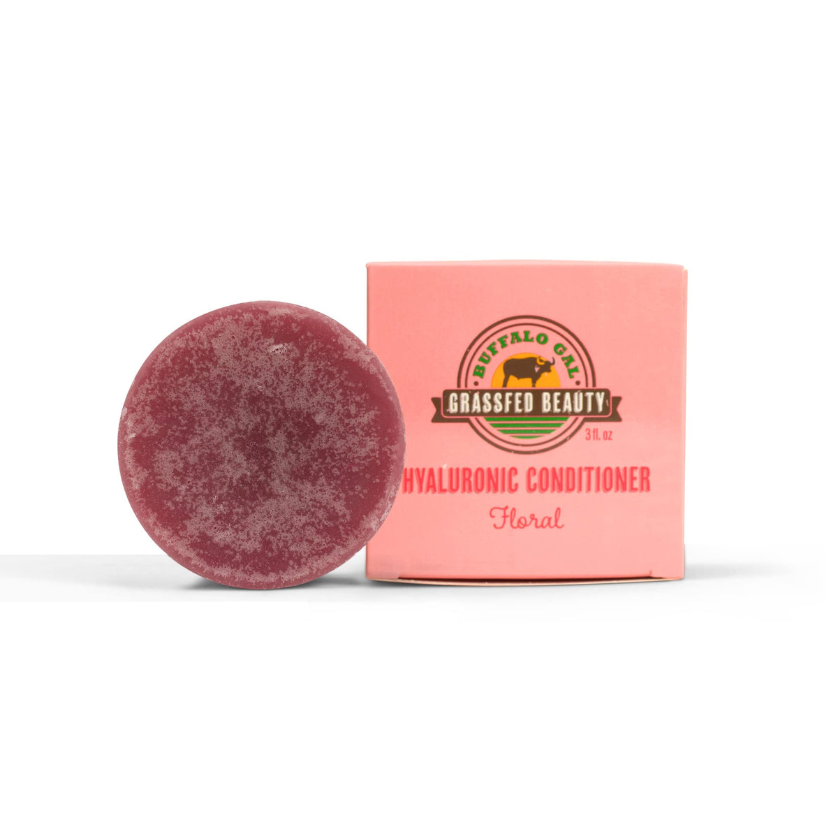Buffalo Gal hyaluronic-tallow conditioning bar package ready for on-the-go hydration.