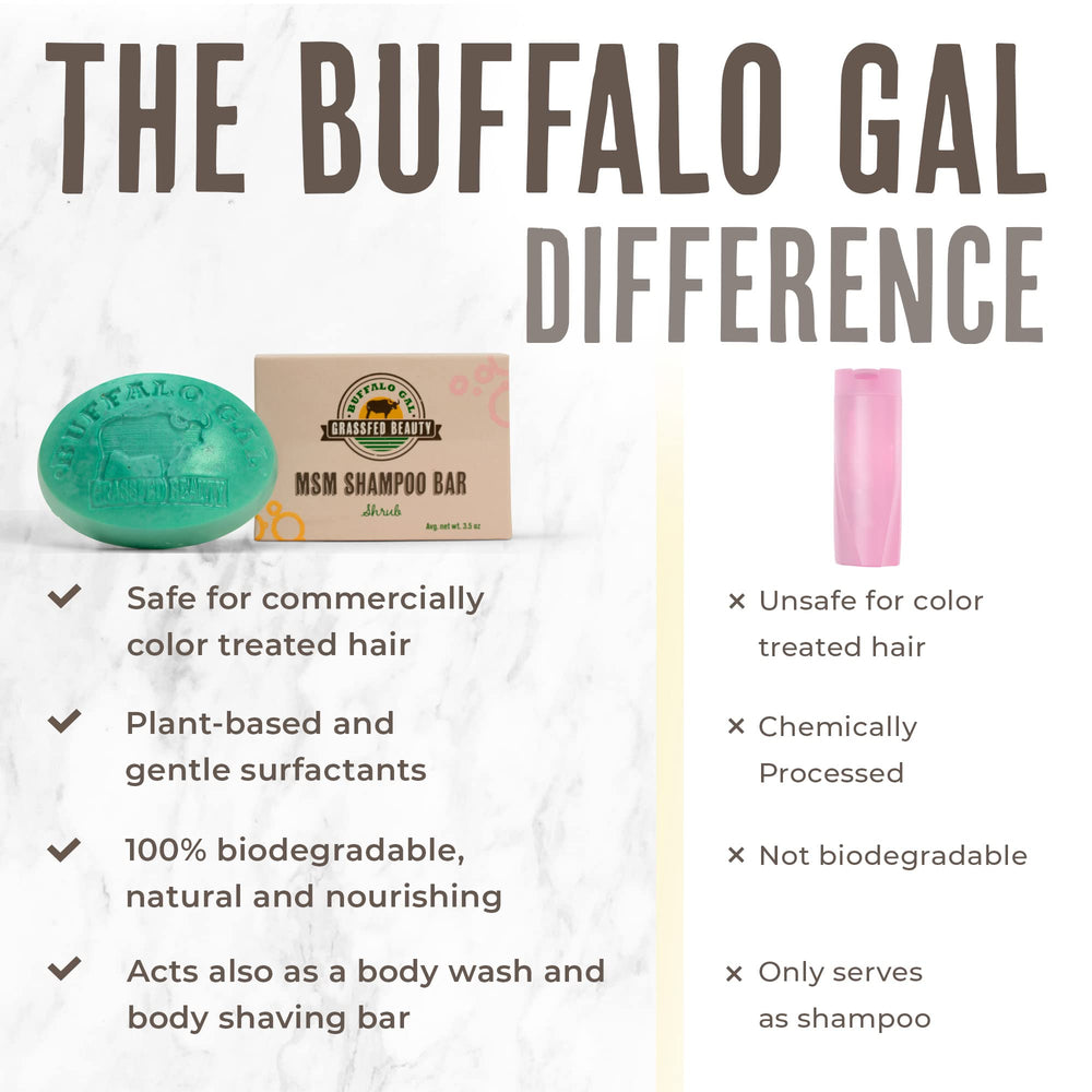 Buffalo Gal MSM Shampoo Bar suitable for all hair types.