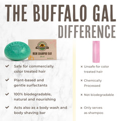 Buffalo Gal MSM Shampoo Bar suitable for all hair types.