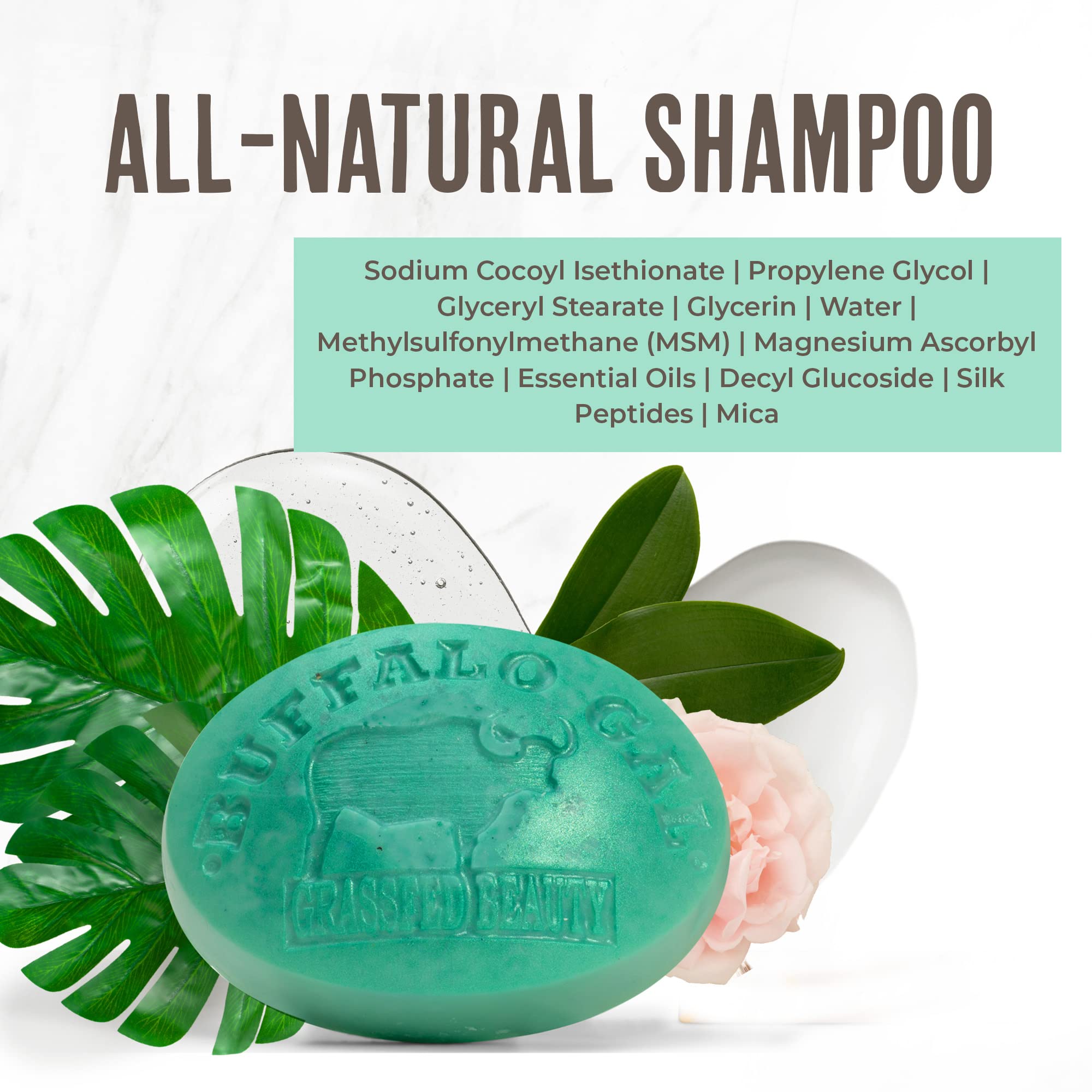 Buffalo Gal MSM Shampoo Bar wet hair ready for washing.