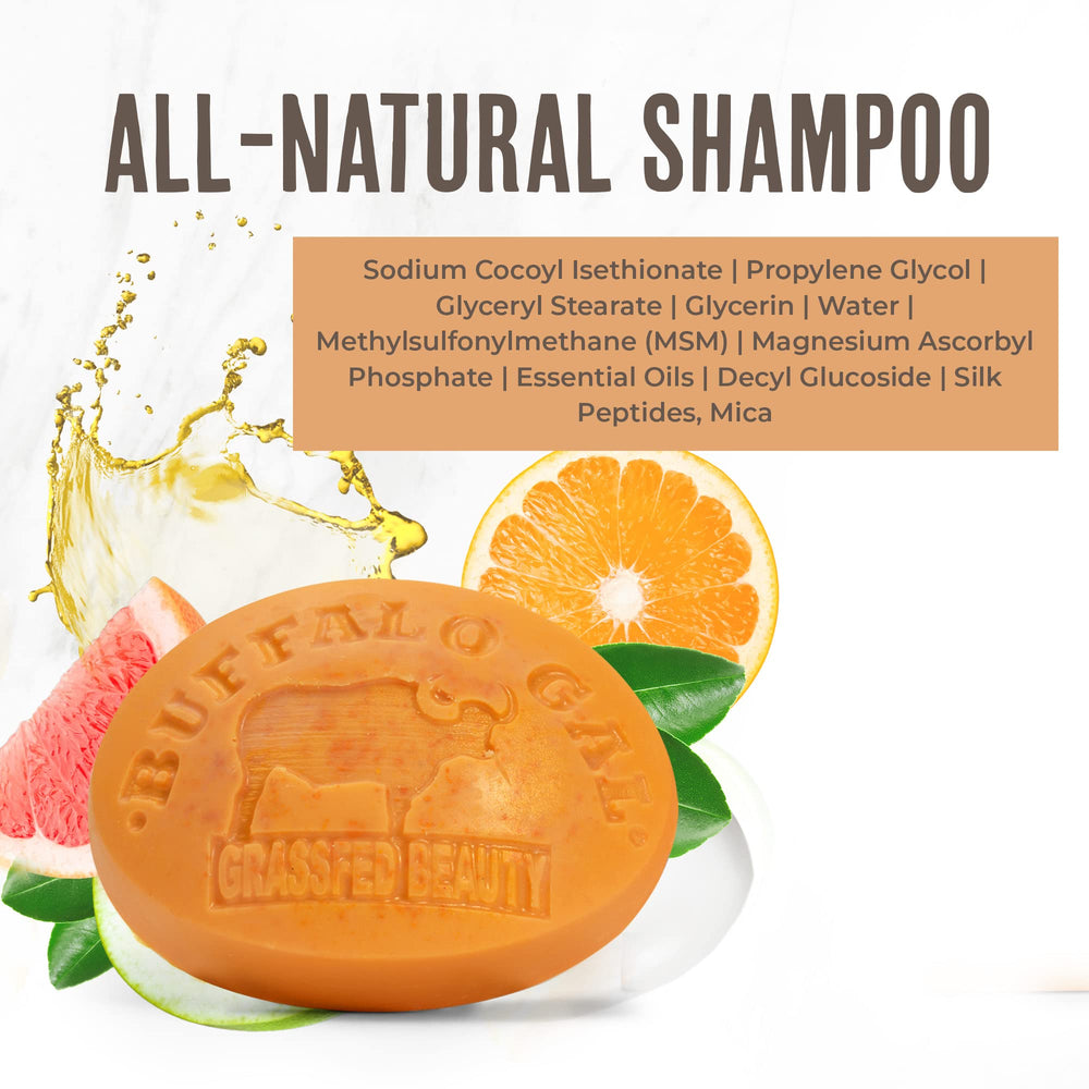Close-up of Buffalo Gal MSM + Tallow Shampoo Bar ingredients.