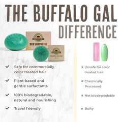 Buffalo Gal solid hair care set on display, ready to use.