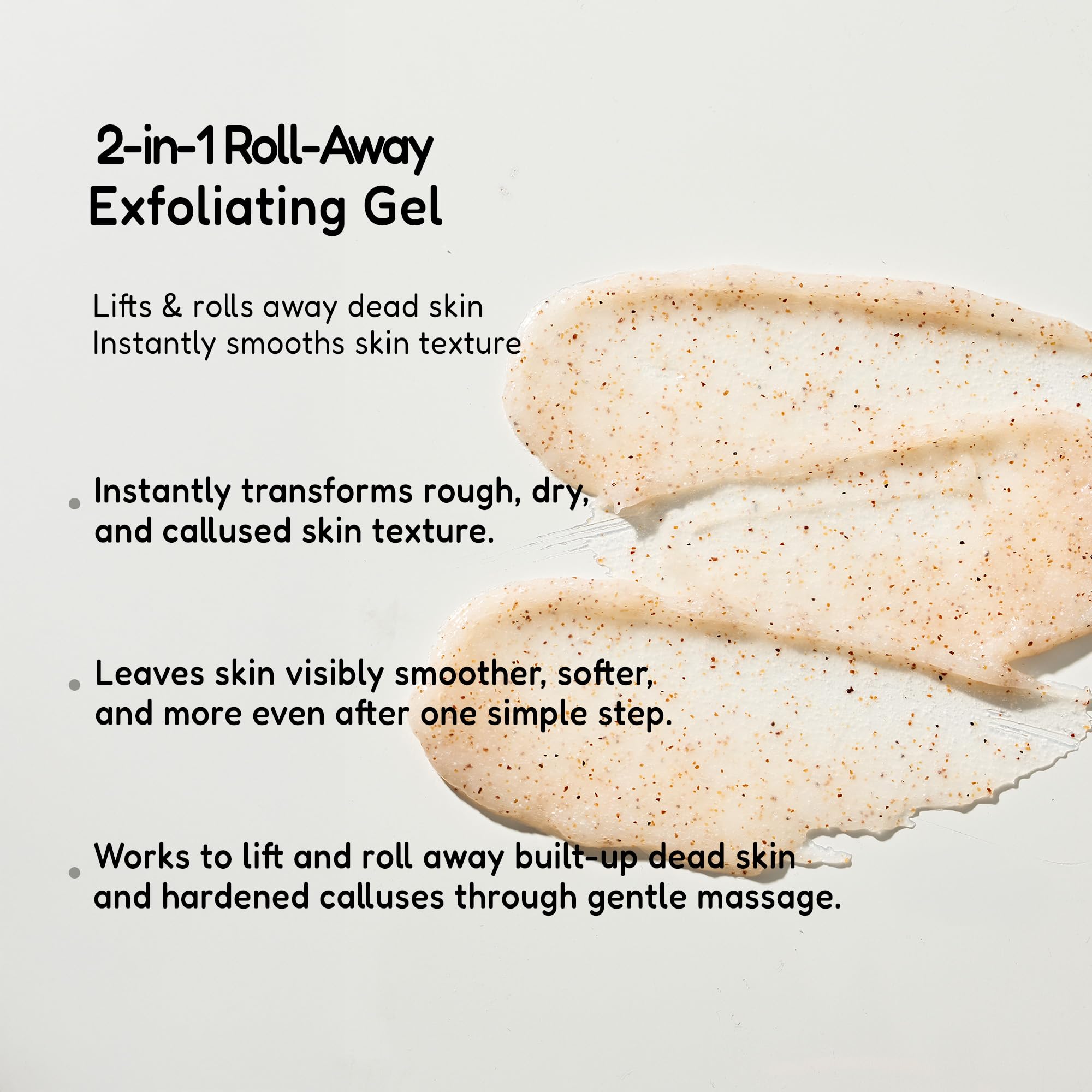 BuffOut gel texture with perlite and apricot powder lifting dead skin.