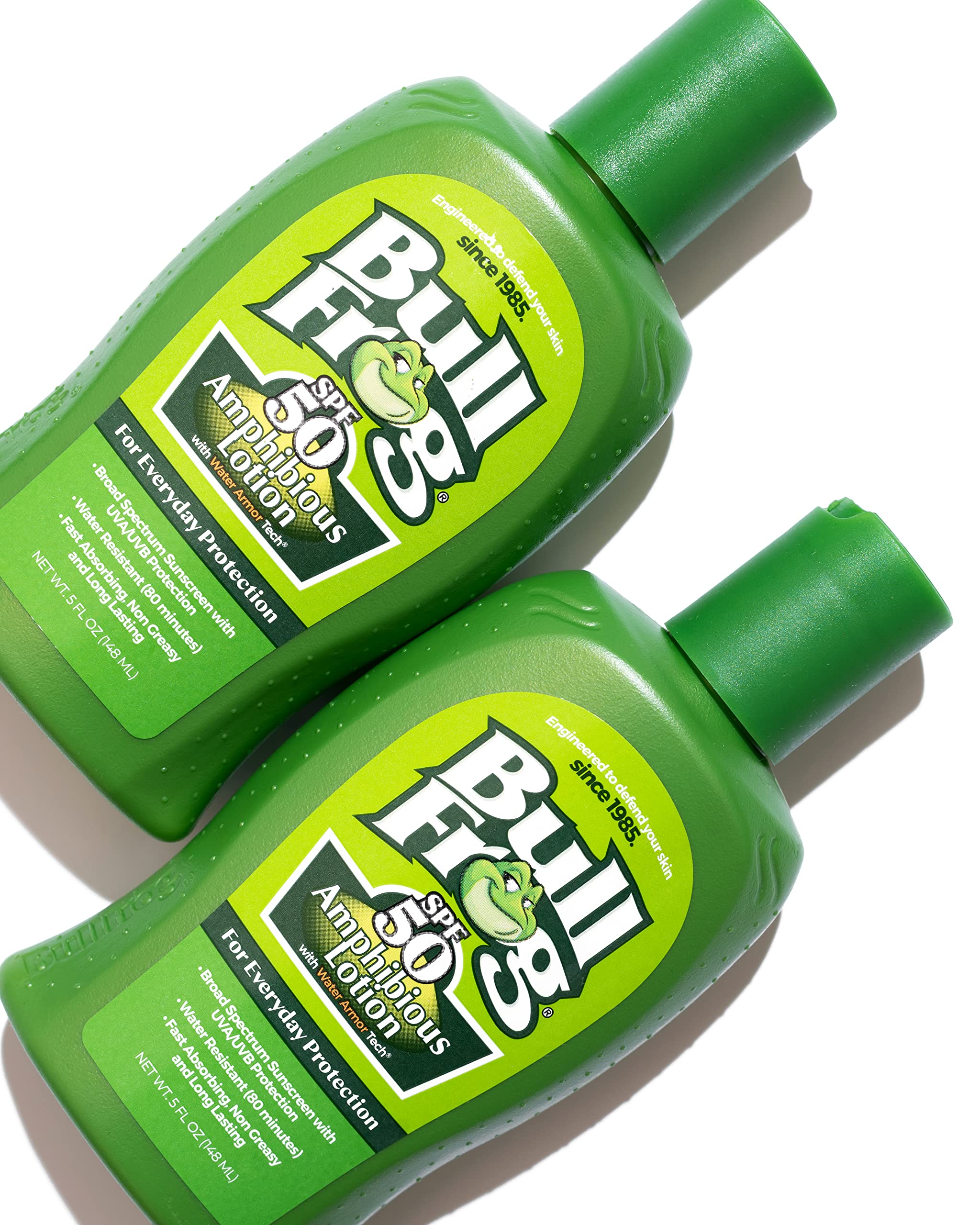 Beach scene with Bullfrog SPF 50 demonstrates quick-absorb, non-greasy sunscreen.