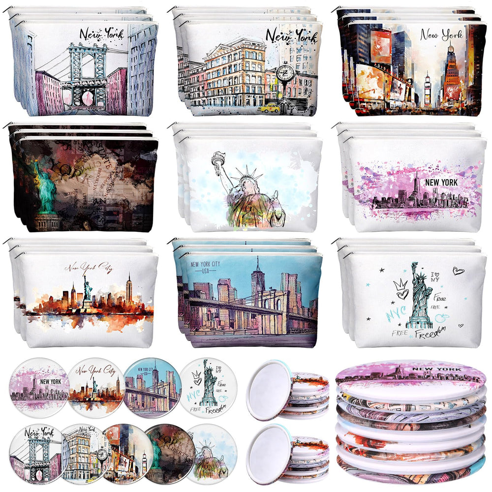Bulyoou New York cosmetic bag with street scene design for travelers