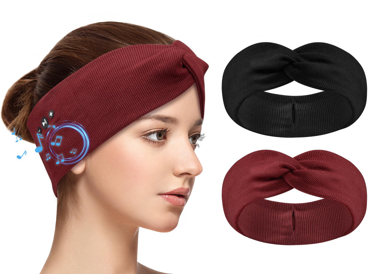 BULYPAZY headband headphones red close-up for all-day listening convenience