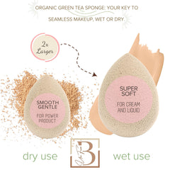 Bumfuzz Green Tea Beauty Sponge, dye-free and latex-free for skin-safe use
