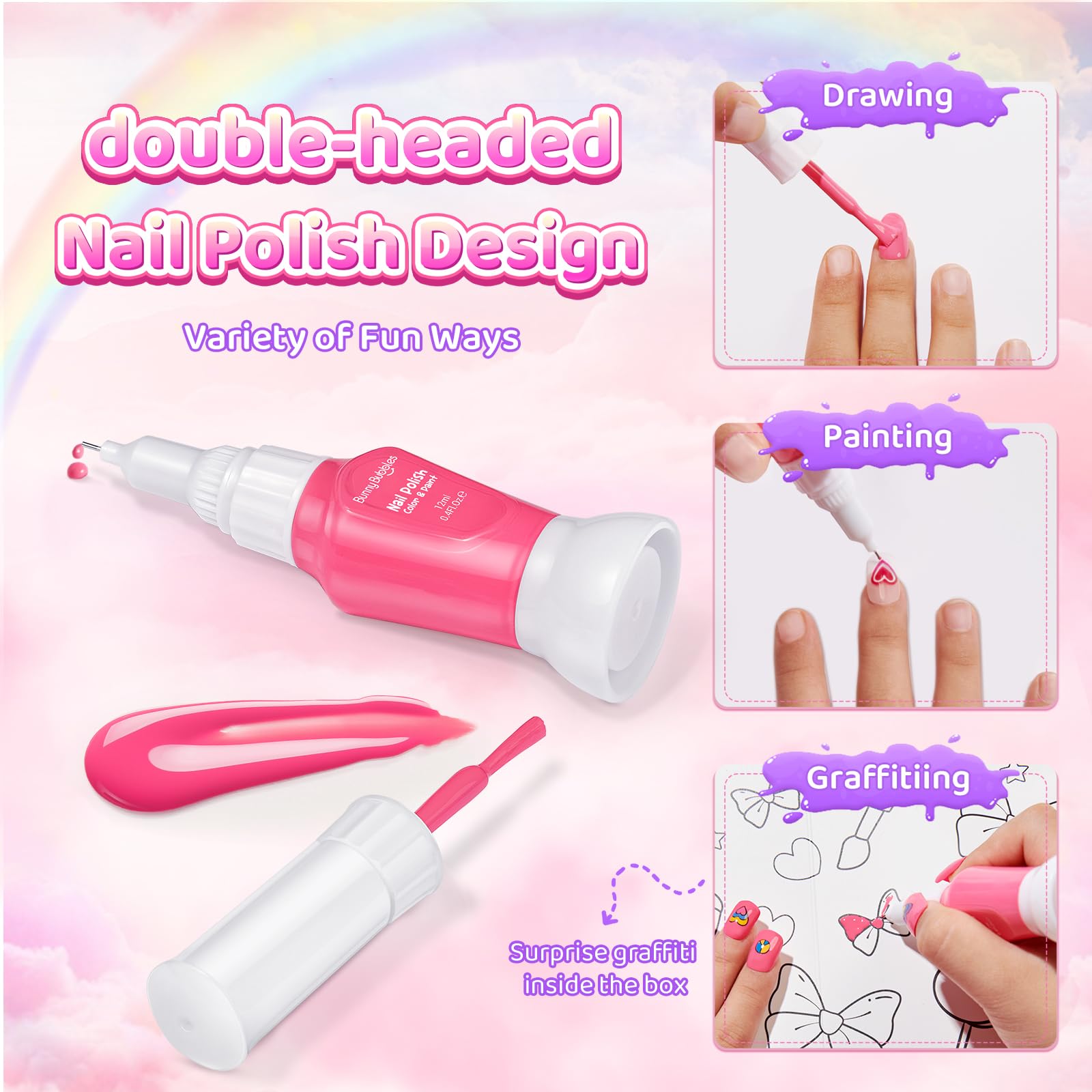 BUNNY BUBBLES brush and tweezers for finishing touches.