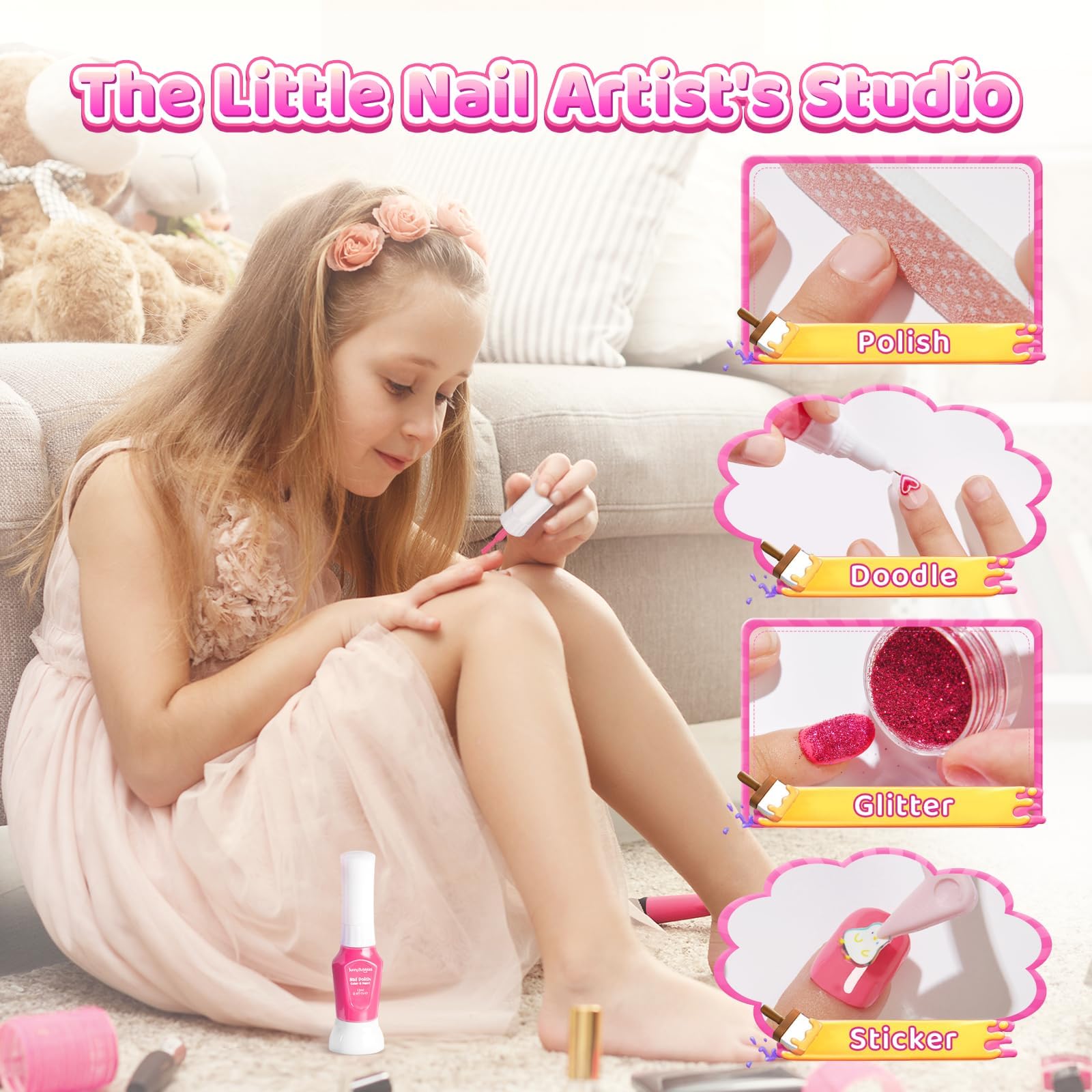 BUNNY BUBBLES five-color nail polish pens for easy, vibrant designs.