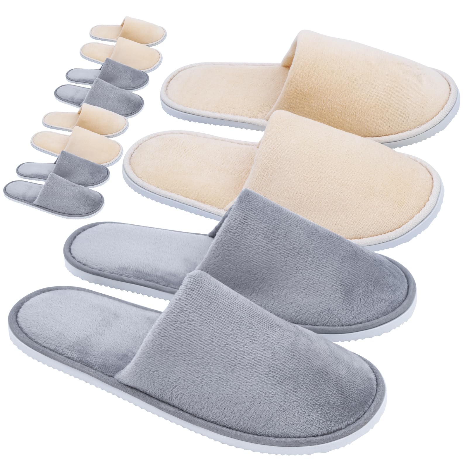 Buoluty individually packaged slippers ready for guest use.
