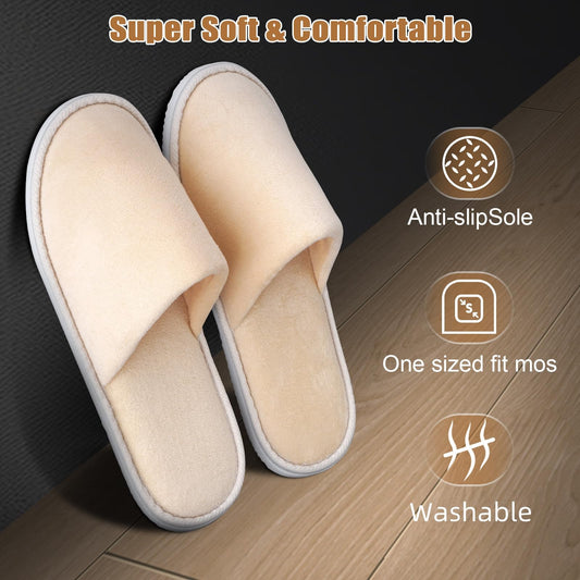 Buoluty universal size slippers fitting most guests for comfort.