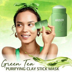 Bupposes Green Tea Mask Stick apply-closeup shows even application and pore care.
