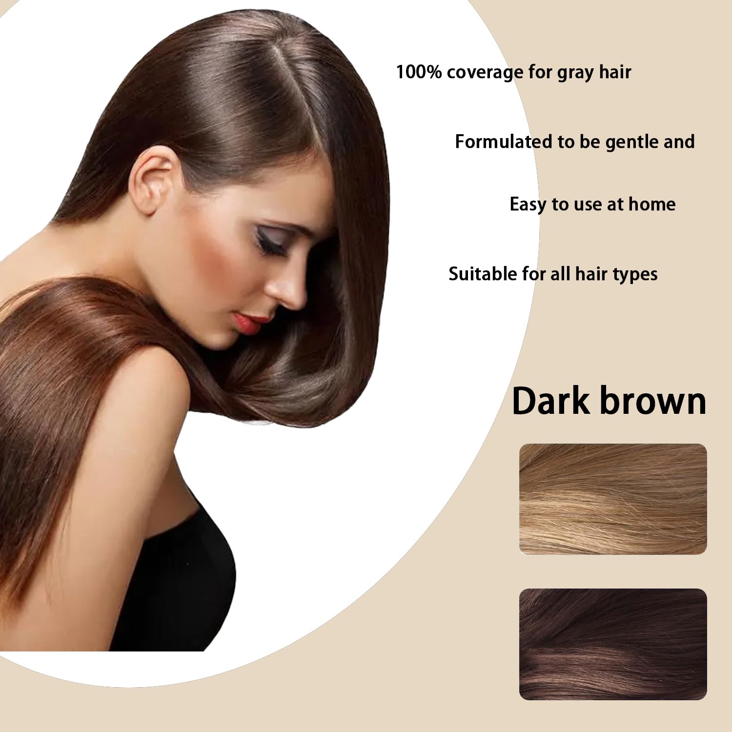 Bupposes color process on hair takes ten minutes for quick results.