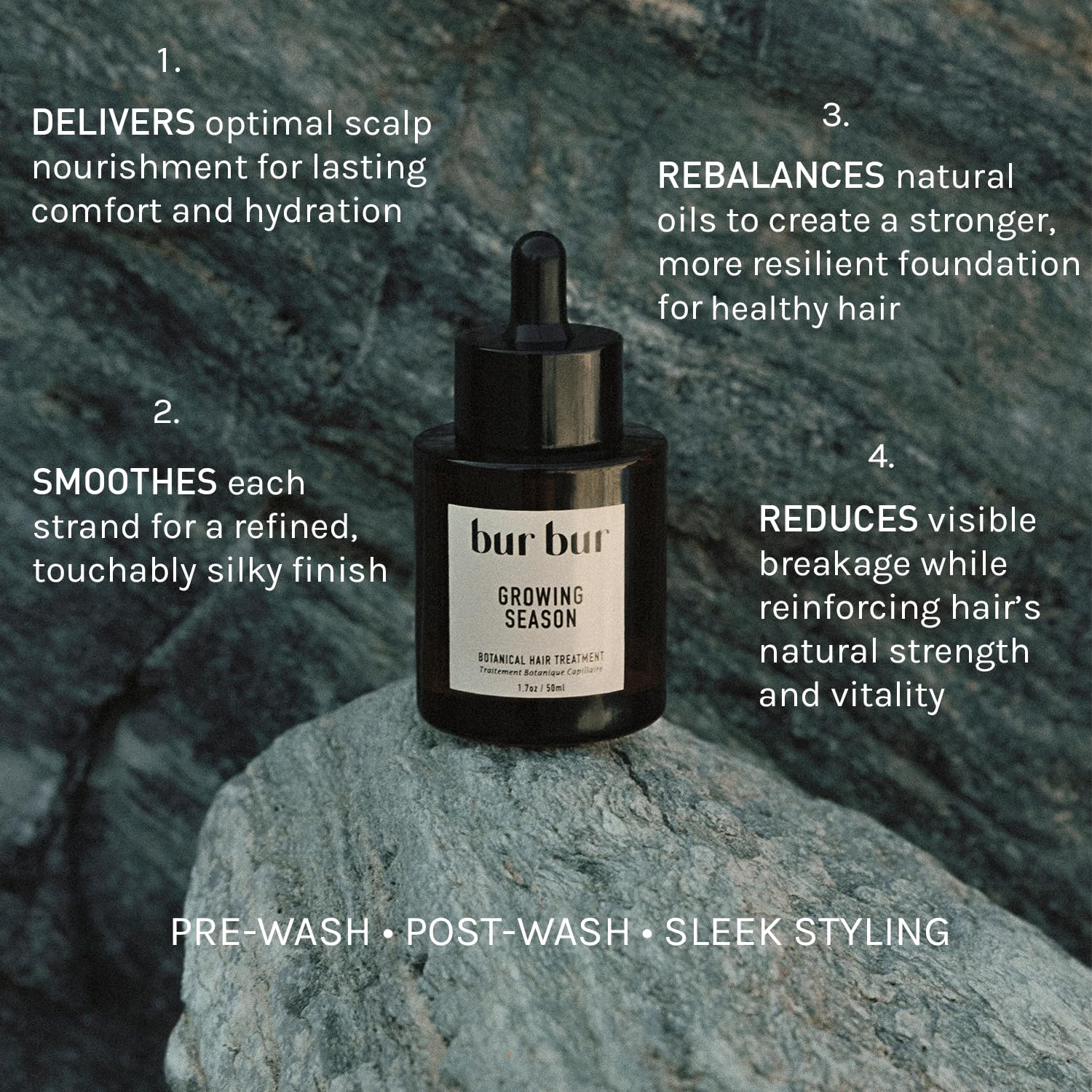BUR BUR Growing Season oil on dry hair ready for pre-wash conditioning