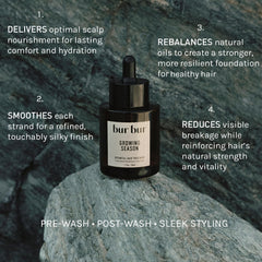 BUR BUR Growing Season oil on dry hair ready for pre-wash conditioning